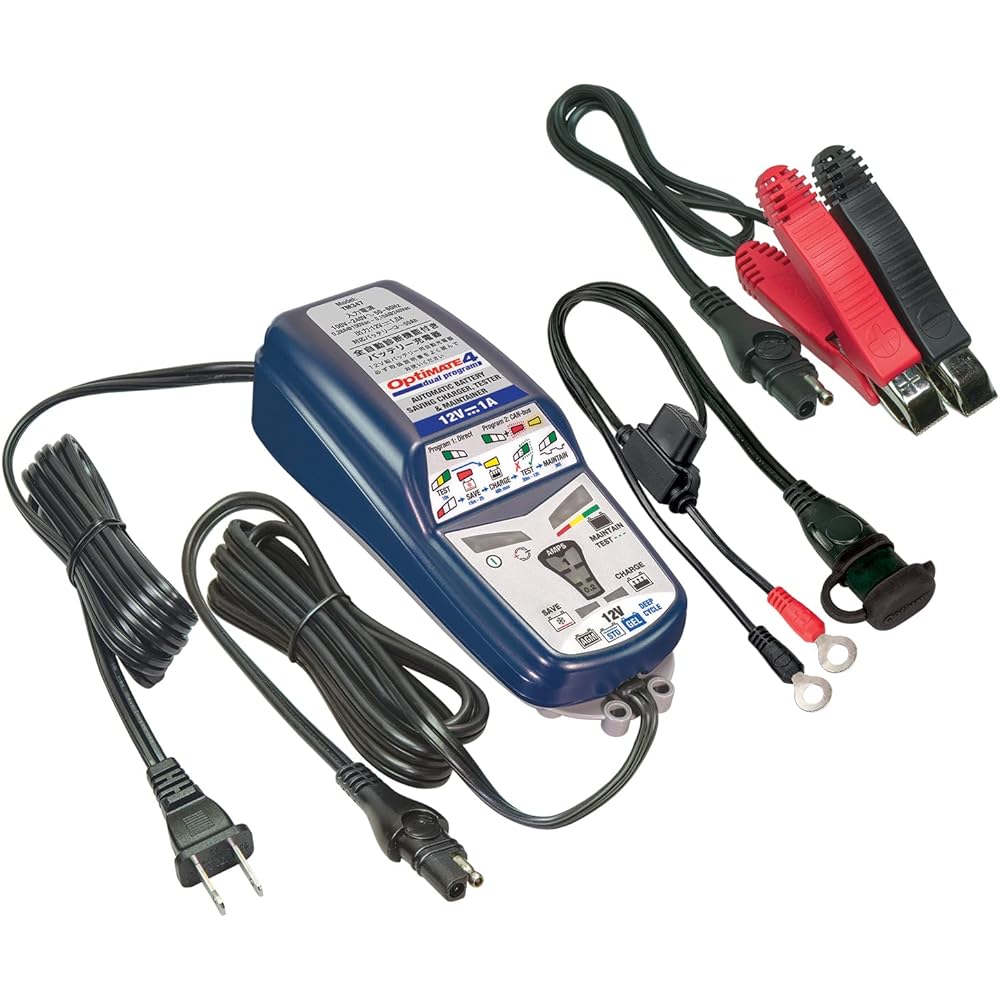 TECMATE Fully automatic motorcycle charger Optimate4 Dual Ver.3 with vehicle side cable TM-347