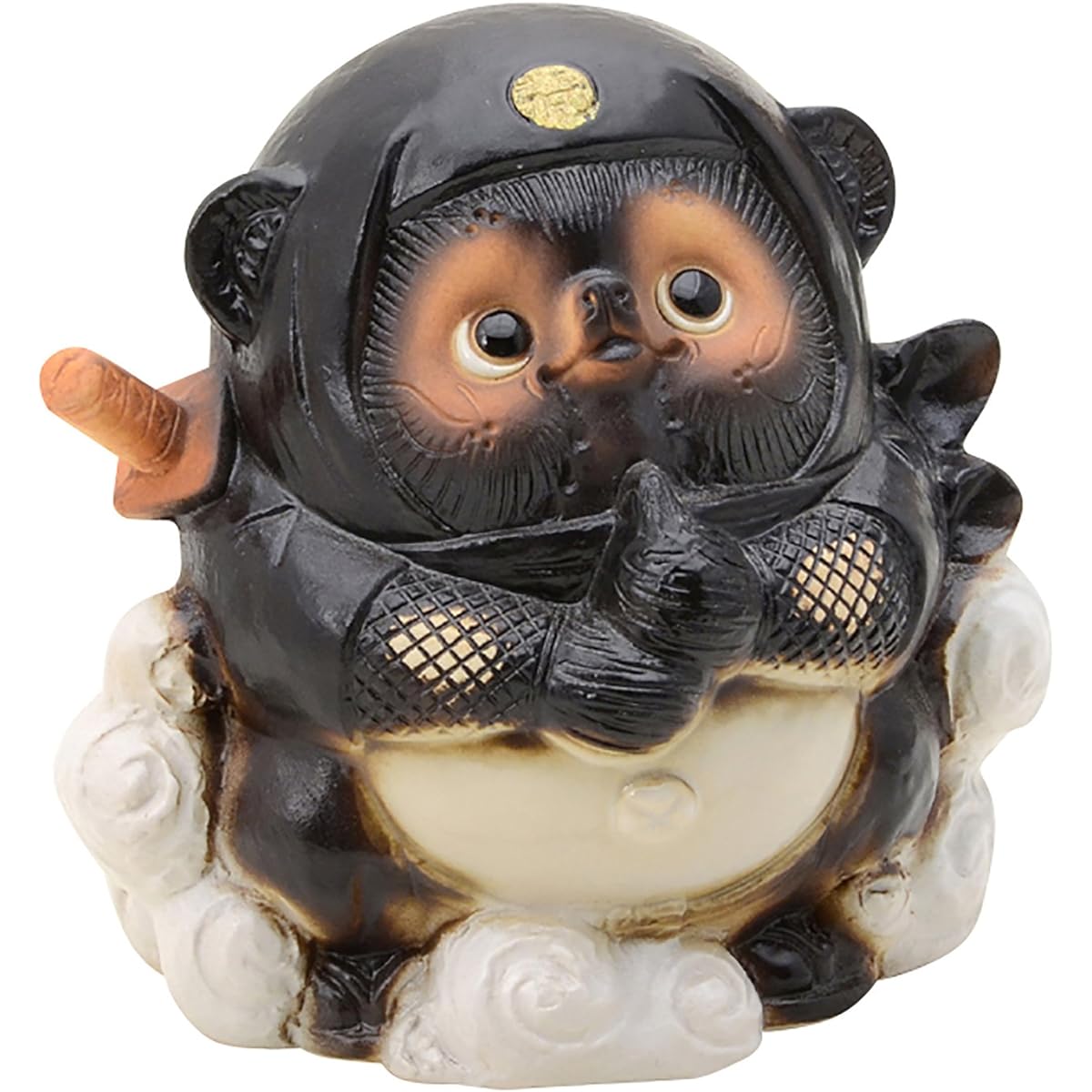Shigaraki Ware Mosquito Coil Mosquito Sprayer Ninja Tanuki Doron Mosquito Coil Holder Holder Stand Height 16.5cm Made in Japan A031-03