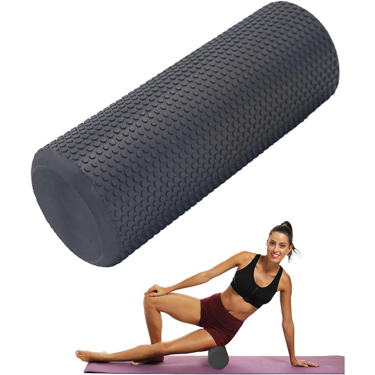 Foam Roller Stretch Pole [Painless Myofascial Release] Fascia Roller Yoga Reset Pilates Pole (Black)