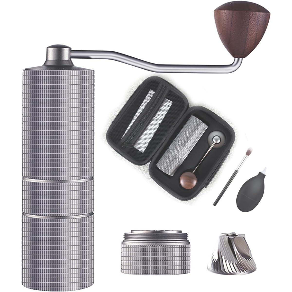 One Bean Hand Grind Coffee Mill MUGEN C3 Easy to Clean Removable All-Purpose Hexagonal Stainless Steel Mortar All Metal Coffee Grinder Manual Type Coarseness Adjustment Feature Portable Bag Included Labor-Saving Uniform Coffee Grinder (MUGEN C3-6 Axis Gr