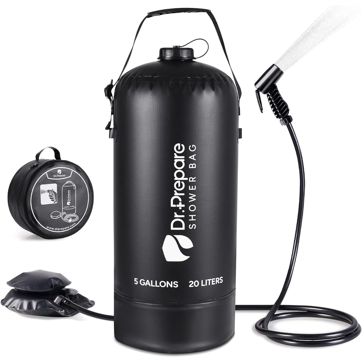 DR.PREPARE Portable Shower, Simple Shower, Outdoor, Camping Shower, Pressure Type, Solar Heating, 20L