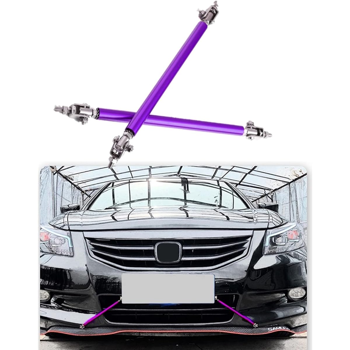 TIOUSMOKY Spritter Strad Rod Adjustable 10 inch ~ 13 inch Front Splitter Support Rod Bumper Lip Lipter 2 pieces [Purple]