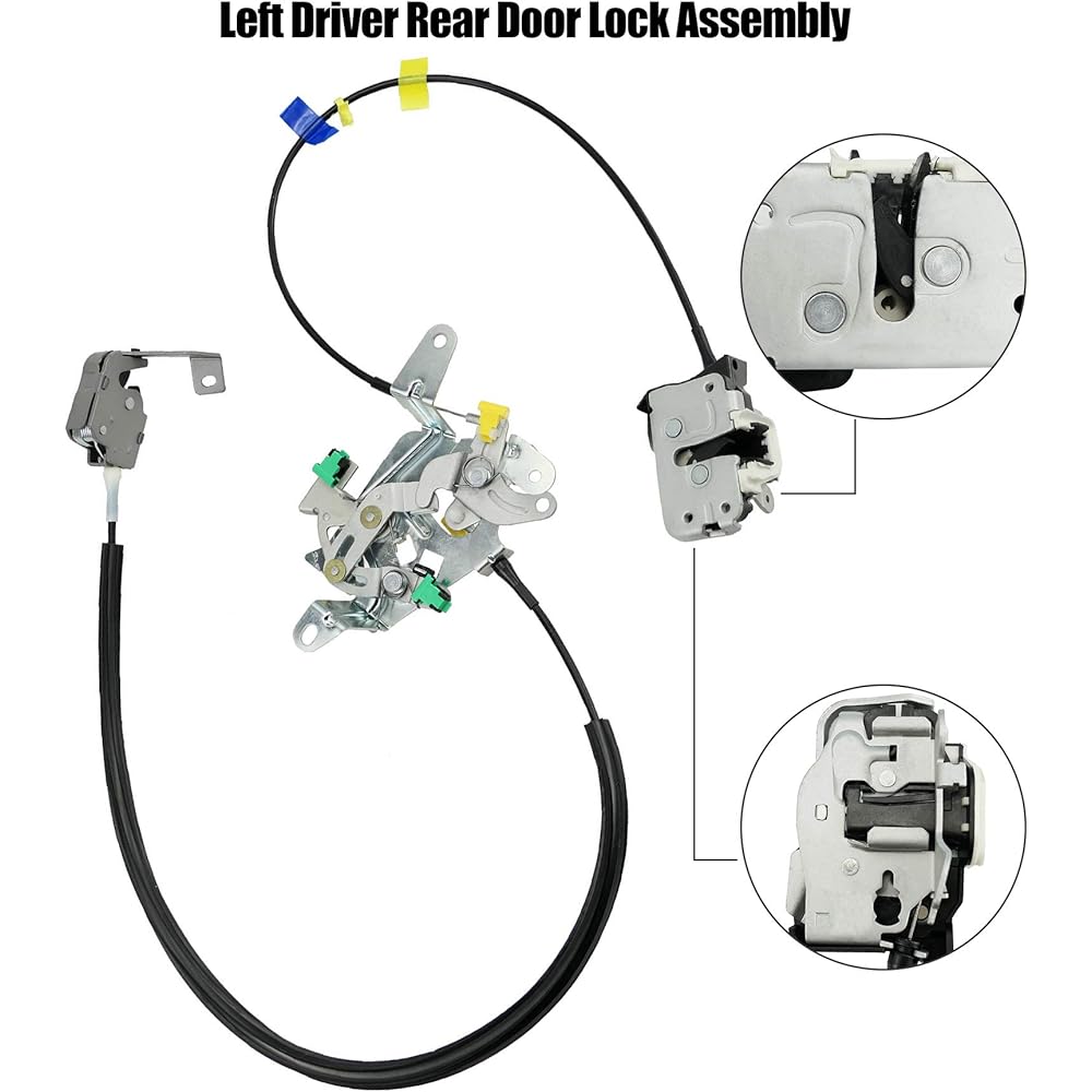 Door Lock Latch & Cable for Ford F-250 F-350 F-450 F-550 Super Duty 1999-2007 Left Driver Top and Lower Rear Side Latch Assembly Extended Cab, Replaces 6C3Z-28264A01-A