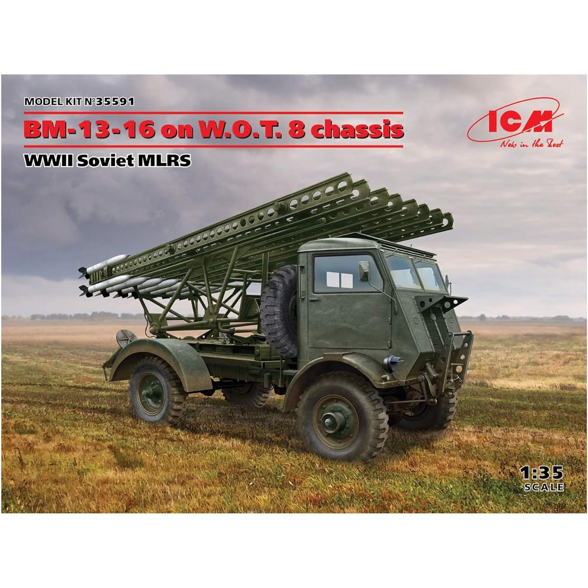 ICM 1/35 World War II Soviet Army BM-13-16 Multiple Rocket Launcher W.O.T8 Body Plastic Model 35591