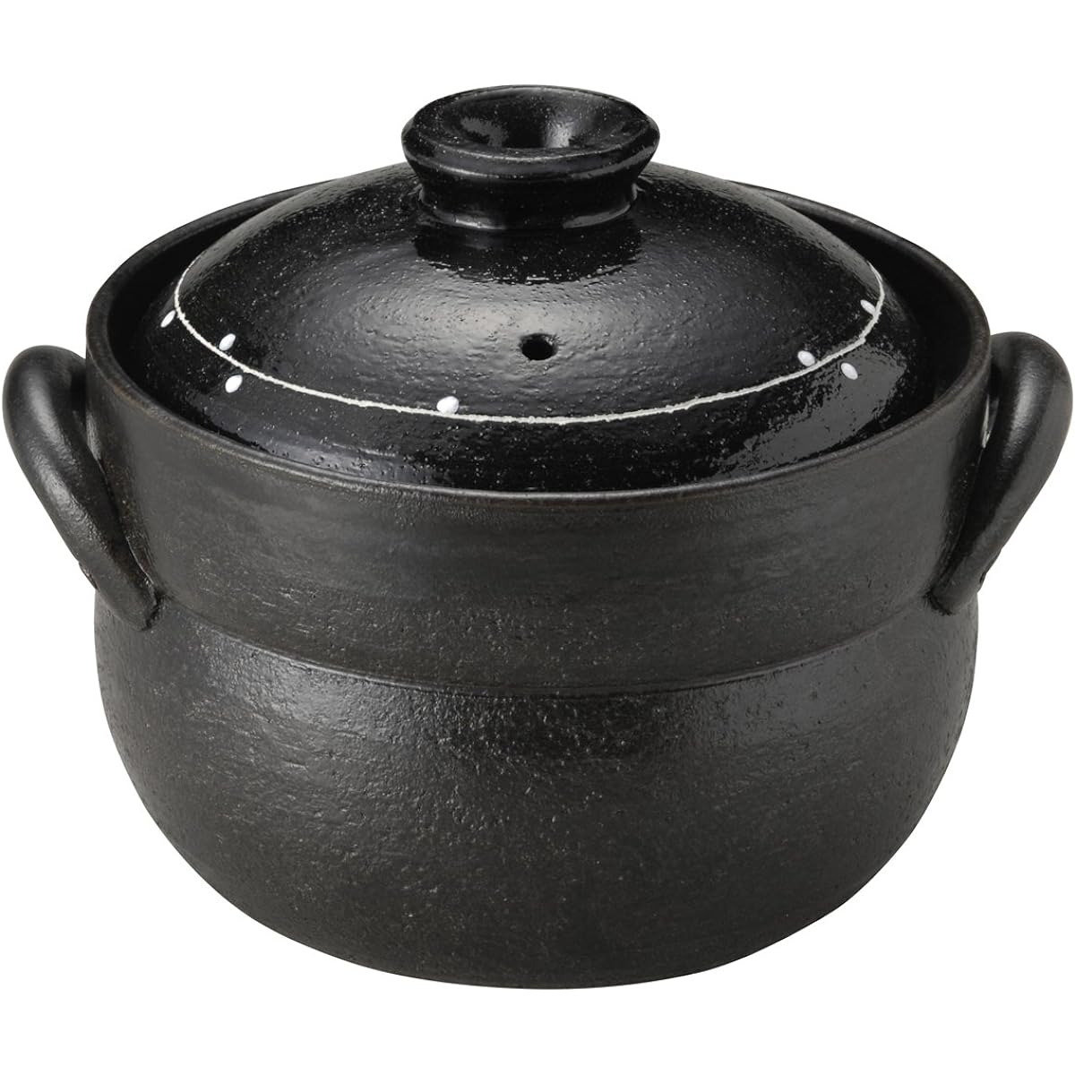 Banko ware rice pot 4 cups black glaze line pattern 13665