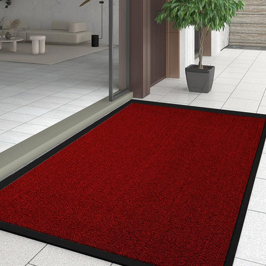 [Bcrio] Entrance mat, outdoor, indoor, non-slip, for commercial and household use, quick drying mat, simple, mud remover, washable, door mat (red 90 x 150)
