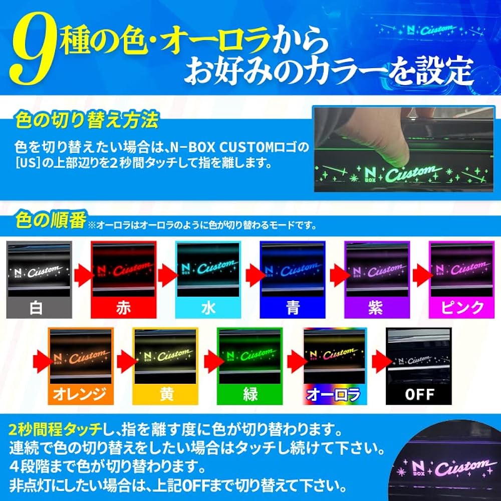 N-BOX Custom JF3 JF4 Compatible Door Pocket LED Illumination Light 9 Color Switchable Version 1.1
