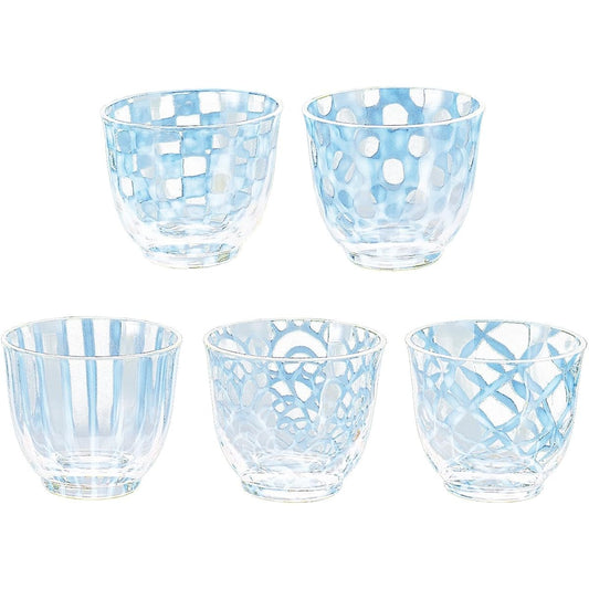 Hirota Glass Cold Tea Glass Set of 5 Taisho Roman Glass 5-Custom Set TR-5002