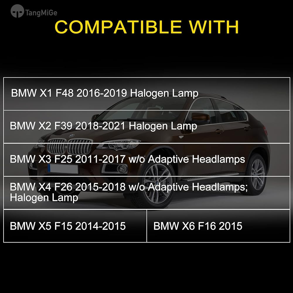 TANGMIGE Fog Lamp BMW X1 X3 X4 (F48 F39 F25 F26 Halogen Lamp Adaptive Headlamp) X5 X6 F15 F16 2011-2021 1 Pair Clear Lens