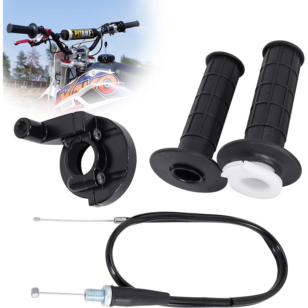 7/8 inch/22mm handlebar, hand grip 34.3 inch throttle cable housing set for CRF50 CRF70 CRF80 CRF100 CRF150F dirt bike (compatibility with right-hand drive vehicles cannot be guaranteed)