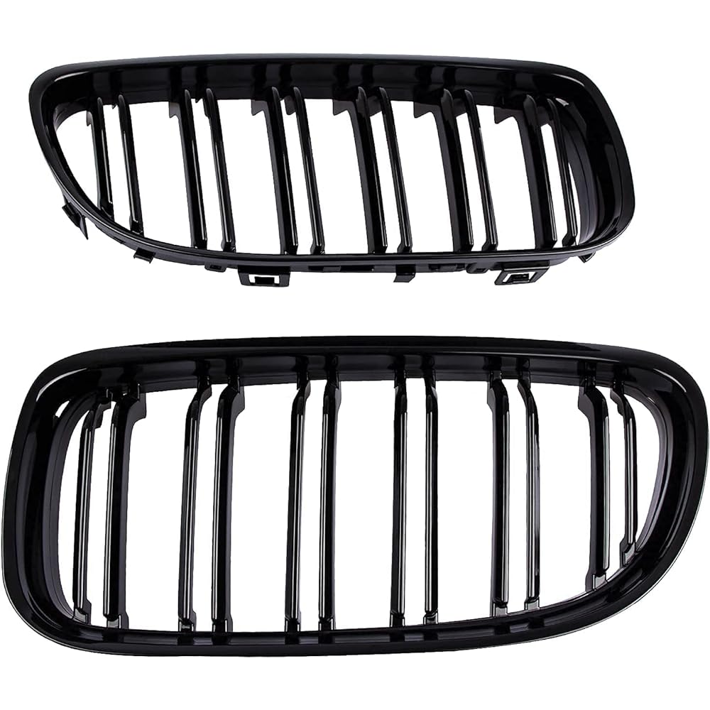 Front bumper Kidney grilled pair glossy black grill double line BMW E90 328i 318i 320i 325i 330i 335i compatible with 2009-2011