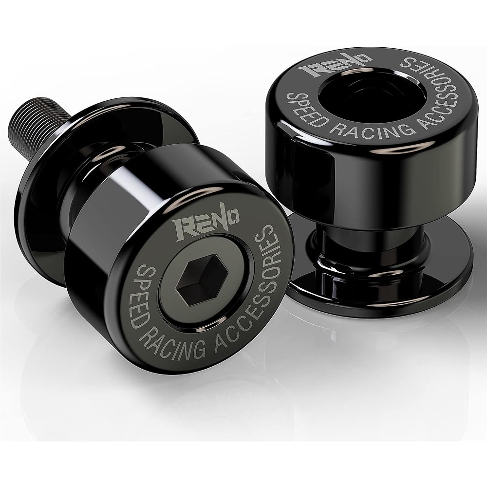 RENO Motorcycle Swing Arm Spool Slider PRO Compatible with Some Models Aluminum SP1-M6 (Black 2 Pieces)