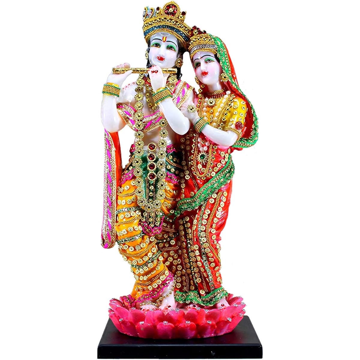 eSplanade Radha Krishna Kishan Standing on a Lotus Murti Idol Statue Sculpture (16")