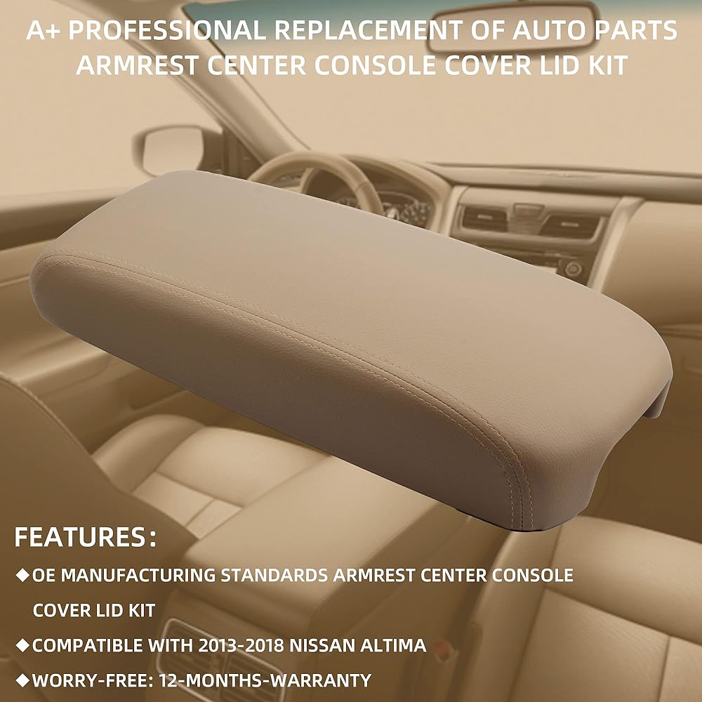 DASBECAN Arm Rest Center Console Cover Lid Kit Beige