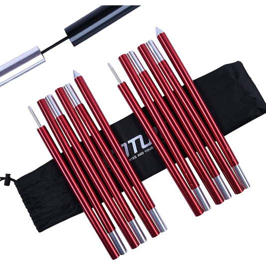 Goture Compact Tarp Pole Diameter 19mm [Length 180cm Storage 38cm] Built-in Shock Cord Set of 2 Aluminum Alloy 6 Pieces Lightweight Tent Pole with Storage Bag Solo Camping Sub Pole Touring