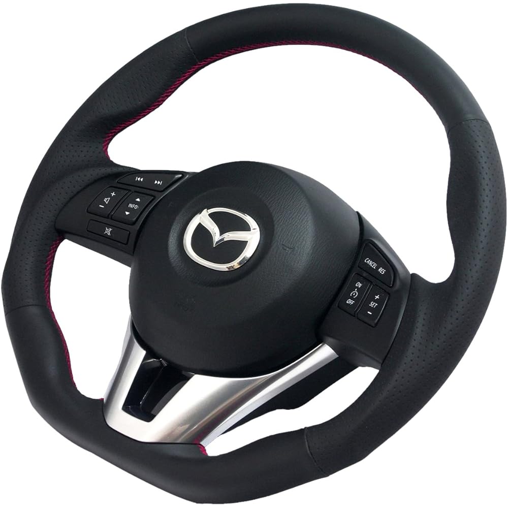 KENSTYLE Original Steering MA01 Mazda CX-5 (KE Series) All Black Leather (Red Stitch)