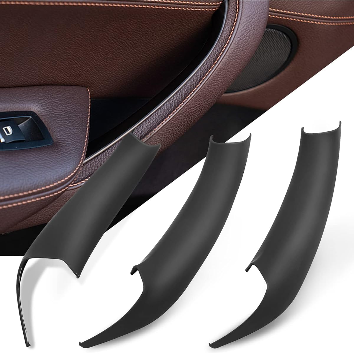 JARONX BMW X3 F25/X4 F26 Door handle cover 3 Piece Door Pulle handle cover BMW X3 F25 2010-2016 X4 F26 2014-2017 left and right side door handle interior apple handle (black)