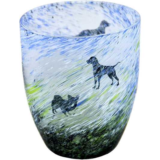 Joetsu Crystal Glass Tsukiyono Kobo Curved Glass Dog 05W-098