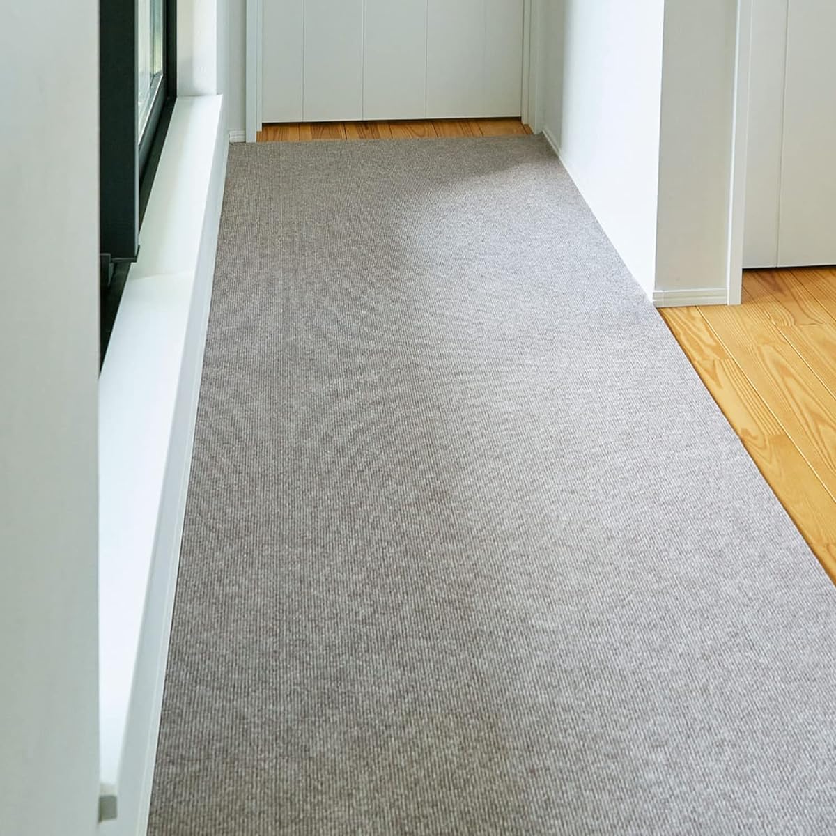 Hagihara Corridor Carpet (Gray, Approx. 90 x 400 cm) Suction, Snaps on, Washable, Cut OK, Made in Japan