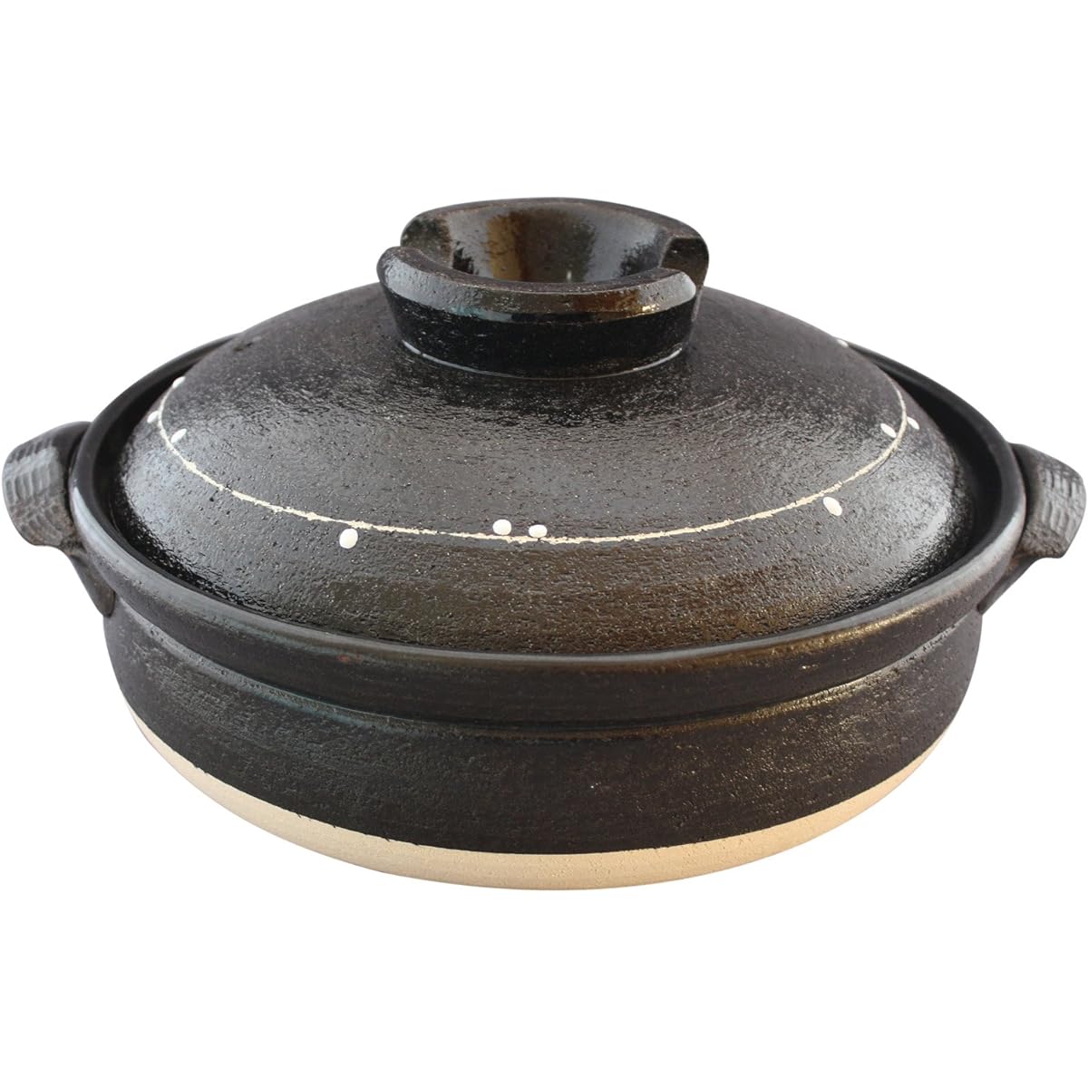 Saji Pottery Banko Ware Earthen Pot No. 8 (25cm) For 2-3 People Ichichin Kakiotoshi 32-122 Black