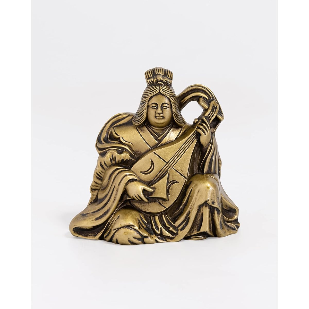 Seven Lucky Gods of Good Luck Benzaiten Silky Gold Buddhist sculptor: Hideun Makita Prototype_Kobiki Buddha Statue Ornament Takaoka Copperware (Benzaiten 7F)