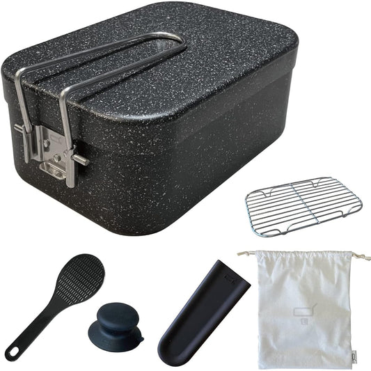 d+ Mestin (3-piece size / 6-piece set) Marble processing, non-burning (mini rice scoop/storage bag/handle cover/lid knob/mesh tray) Locking handle