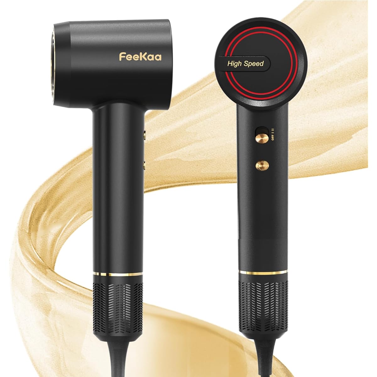 Feekaa Dryer, Large Airflow, Quick Drying, 65.7 ft (23 m) / s Dryer, High Concentration, Negative Ions, Hair Dryer, Silent, Lightweight, Temperature Adjustment, Reduction, Damage Cut, Includes Nozzle,