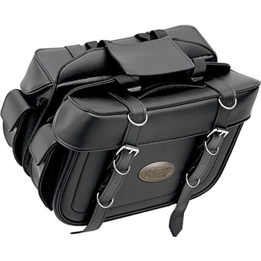 All-American Rider Saddle Bag EXTRA-LARGE BOX-STYLE DETACHABLE SLANT SADDLEBAGS Plain Type with Rear Pocket P-3501-0654