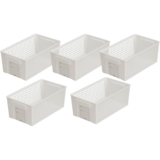 Inomata Basket White Approx. Width 16.5 x Depth 28.7 x Height 11.5 cm 96220 5 pieces