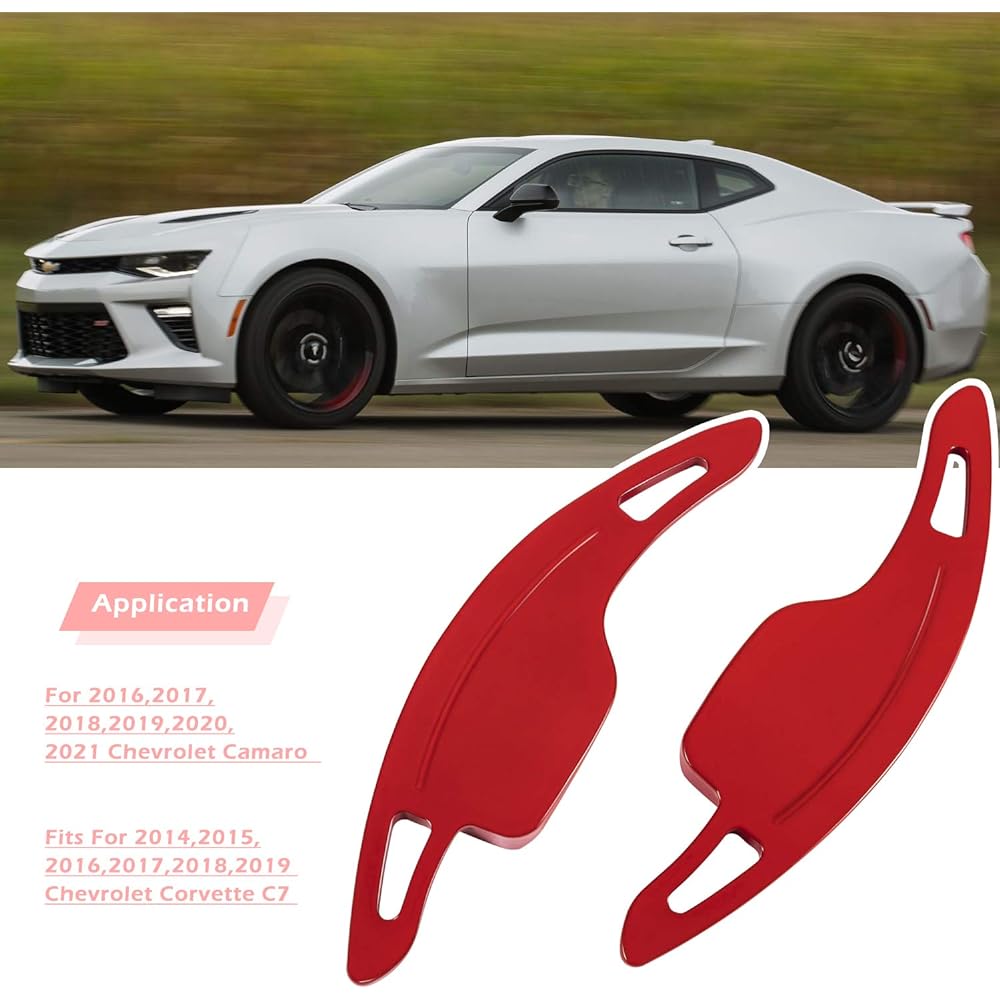 Red Aluminum Steering Paddle Shifter Extension Cover Trim Interior Accessory Accessory Cumaro 2016-2021, 2014-2019 Chevrolet Corvette C7