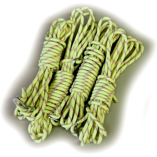 ELLISSE Luminous + Reflective Guy Rope (Tent Rope) with Aluminum Flexible Fittings 5.0mm x 4M Set of 4 TGR-4J