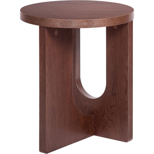 VaLaVie Side Table, Round Desk, Simple Wooden Round Table, Bedside Table, Width 30 x Depth 30 x Height 42 cm, Dark Brown