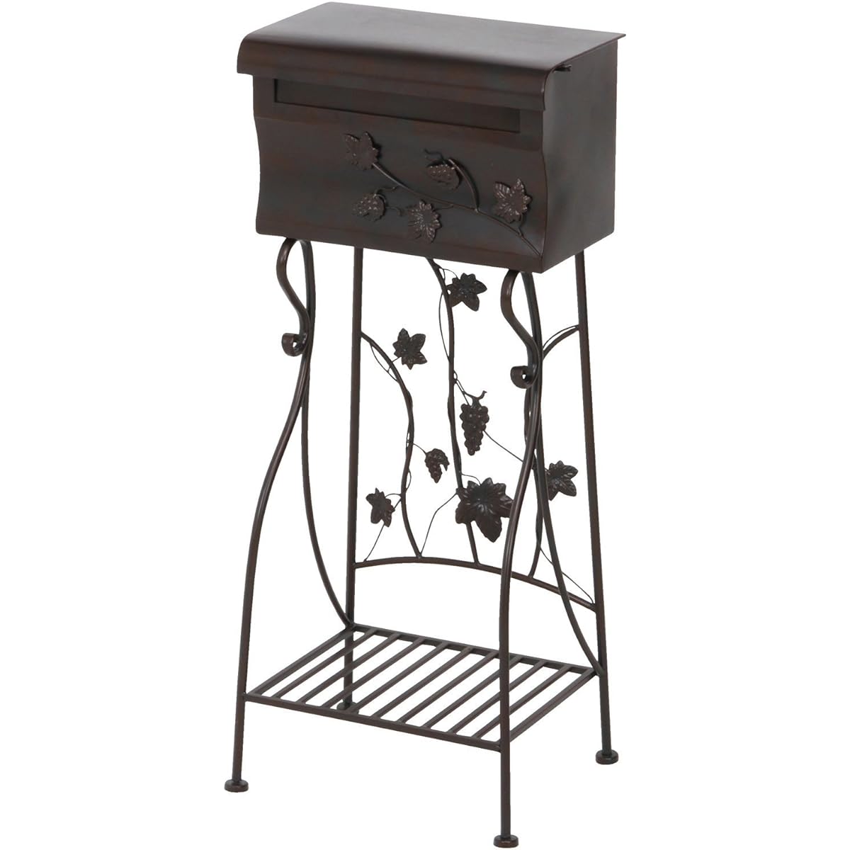 Fuji Boeki Mailbox Post Mailbox Width 42.5 x Depth 34.5 x Height 99cm Brown Free Stand Type with Shelf Grape 38174
