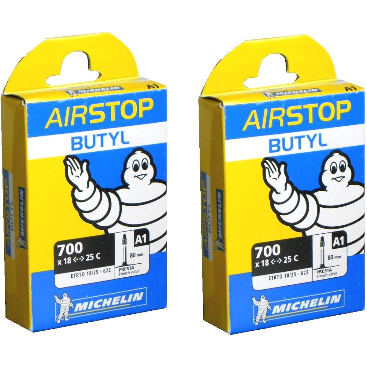Set of 2 Michelin Air Stop Tube 700 x 18/25C (Valve Length 80mm) [Parallel Import]