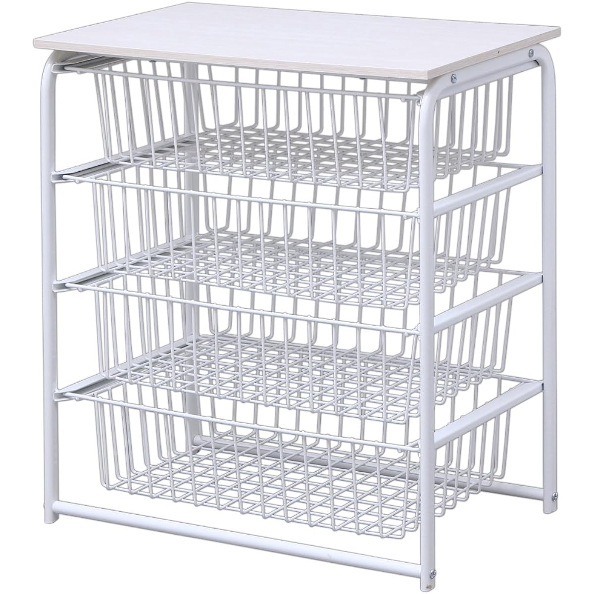 Iris Ohyama Rack Wide with Wooden Top Board 4 Tiers Width 59 x Depth 38.5 x Height 69cm SHR-604