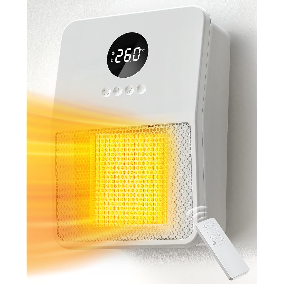 Ceramic Heater, Wall Mounted Electric Heater (2023 Model, 3-way, ECO Mode, 1200 W), Energy Saving, 2-Second Speed Warming, Large Airflow, 2 Levels of Hot Air, Suitable for 8 Tatami Rooms, Hanging