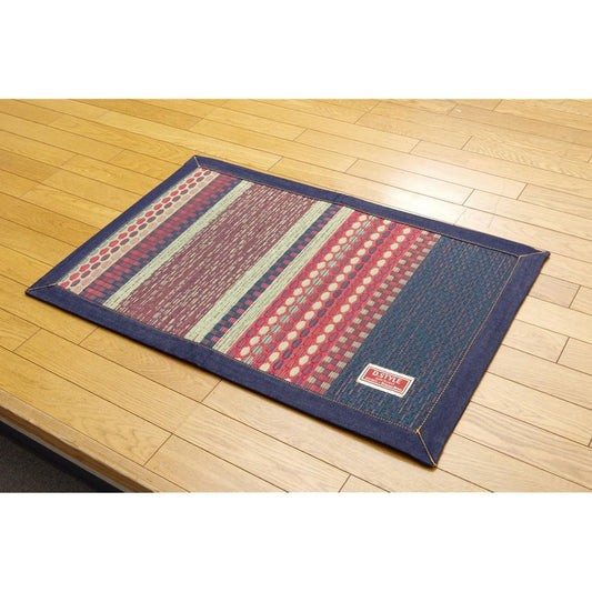 Ikehiko Igusa Mat Domestic Bag Weave "F Ralph" Blue Approx. 70 x 120cm (Back: Urethane)