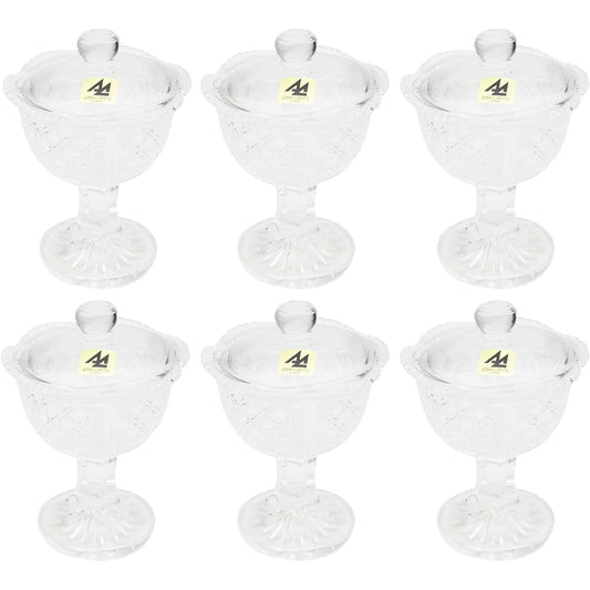 Adelia Cup with Stand, Clear, Maximum 7.5 x Height 9.8cm, Horse Cup, Delicacy with Lid, Set of 6, Crystal Glass, Made in Japan F-70198