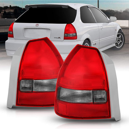 AMERILITE Replacement Rear Brake Tail Light Red Smoke Pair 96-00 Honda Civic 3 Door Hatchback passenger seat and driver's seat side