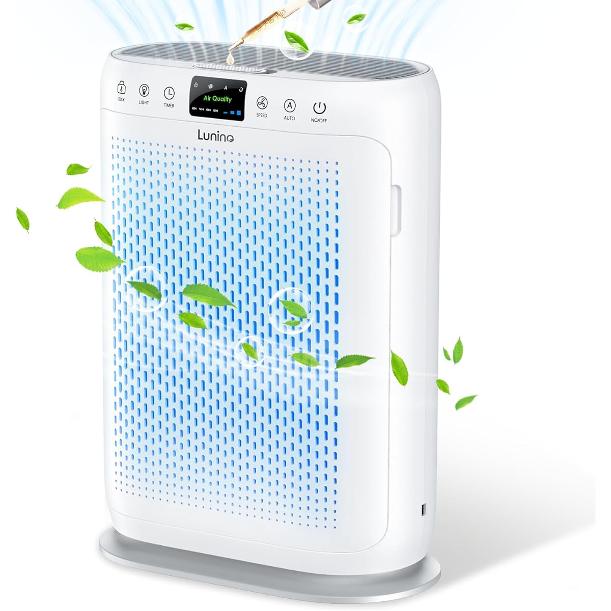 LUNINO Air Purifier, 2024 Model, Interior Light, Pollen Prevention, PM2.5 Automatic Detection, Multi-Purification, Enhanced Deodorization, Disinfectant, Powerful Purification, Pollen, Dust, Mildew,