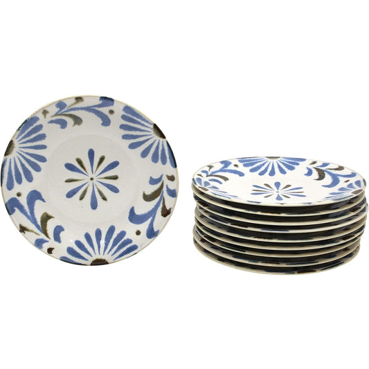 Castle Enterprise New [Commercial use set] Yachimun pattern tropical tableware chosen by an Okinawan grandmother. Set of 10 side dish plates (medium plates) that can be used for anything.