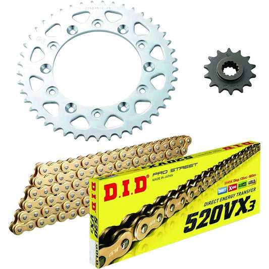 D.I.D (Daido Kogyo) F/R sprocket 3-point replacement kit DH-05G HONDA Hornet 250 96-07 Gold