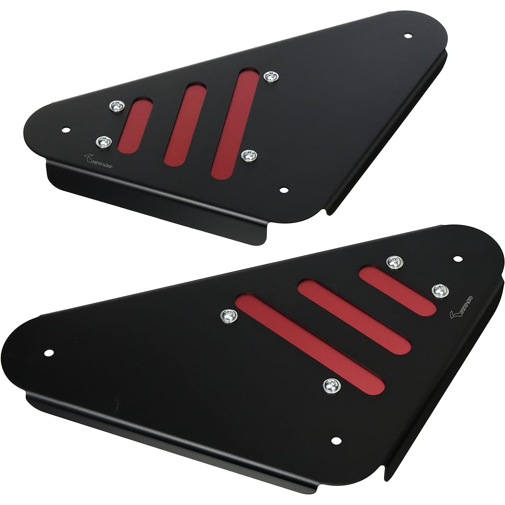 KITACO Side Cover Set 2 Piece Type Aluminum Anodized Finish Black/Red GROM 615-1452020