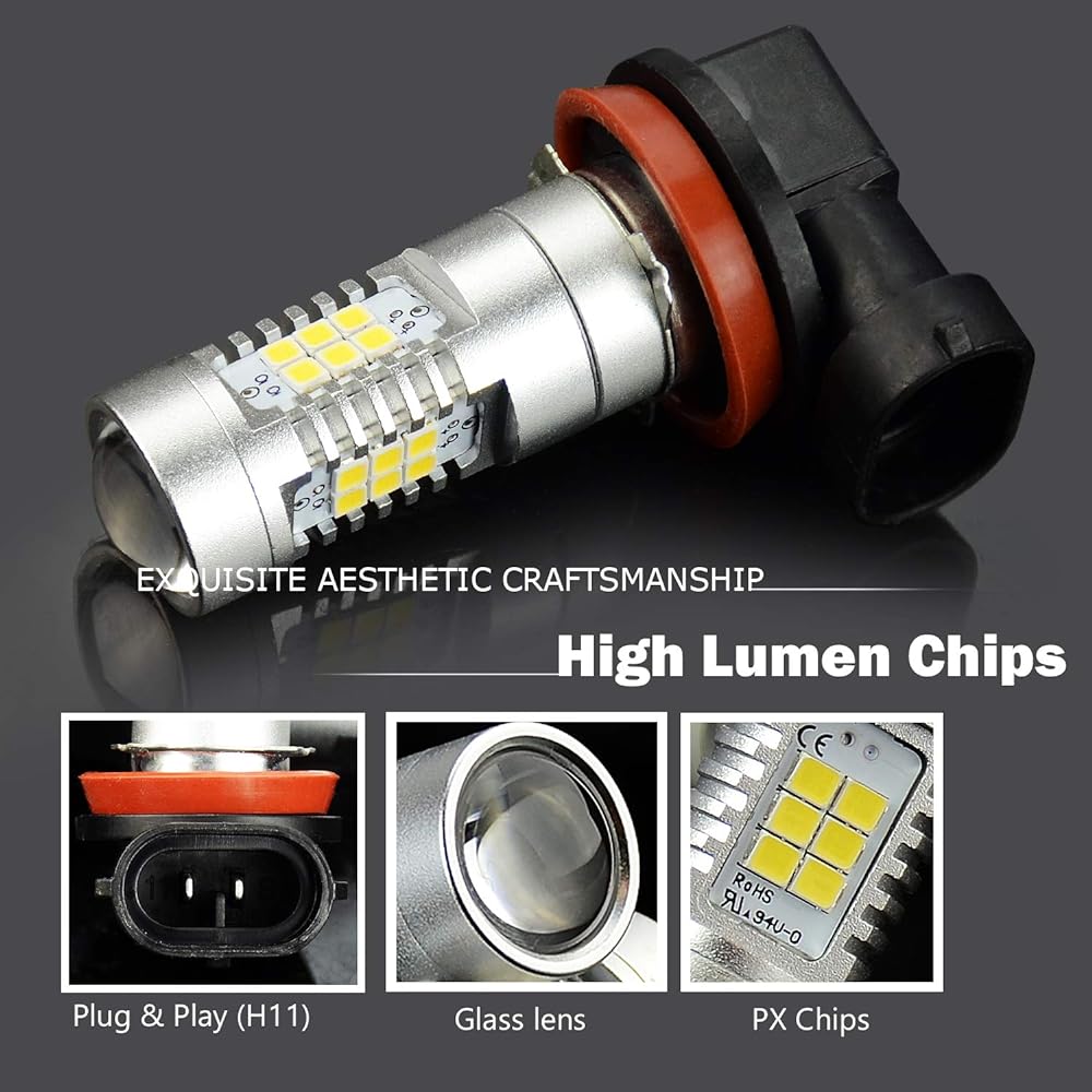 JDM ASTAR Bright White White PX Chip H11 H16 LED Fog Light Light bulb projector