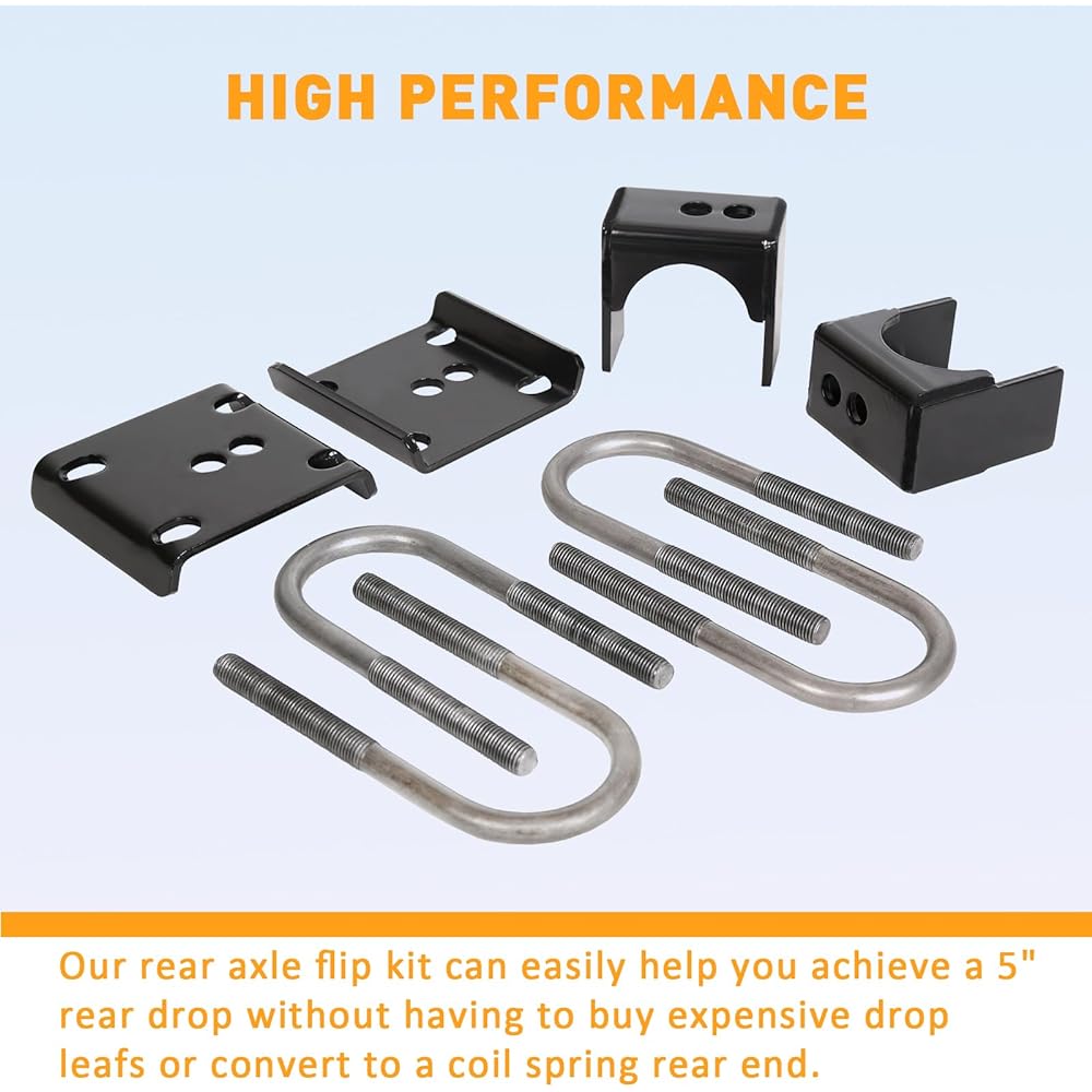 ECOTRIC Trackria Axle Flip Kit 5 inch Drop C notch kit shock 1973-1987 Chevrolet/GMC C10 C15 Rear Rear Waling Flip Kit