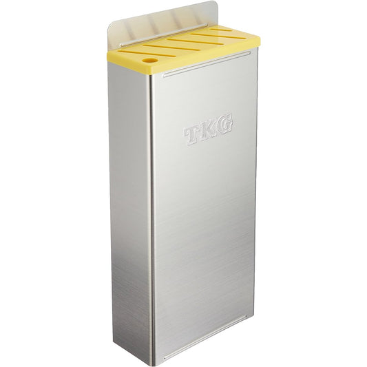 Endo Shoji Commercial TKG Color Knife Rack with Plastic Plate Small A Type Yellow Body 18-8 Lid ABS Resin Made in Japan AHU653