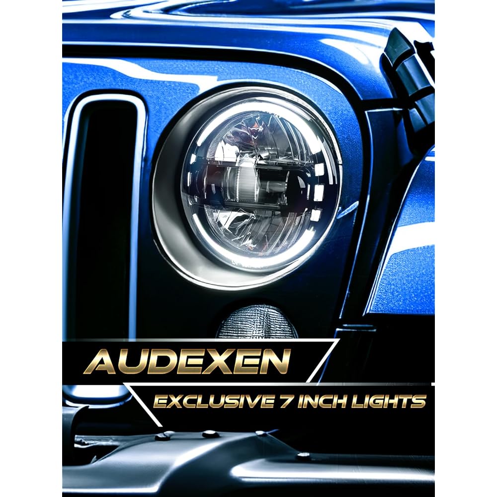7 inch LED Headlight DOT approval round headlight DRL with low beam and high beam with Jeep Langler Jeep Langler JK LJ TJ 1997-2018 Headlamp Hummer H1 H2-2020 Exclusive Patent (Black)