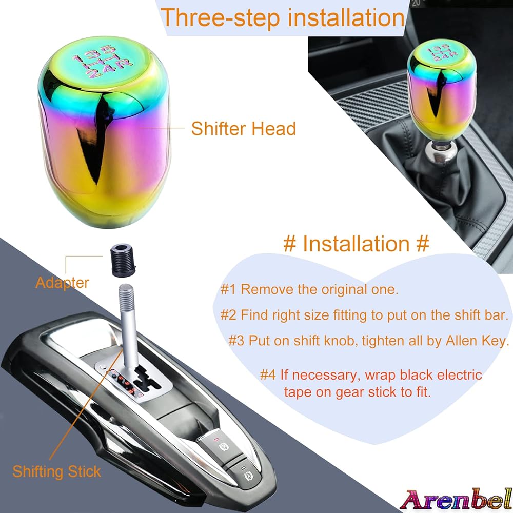 ARENBEL 5 -speed short shift knob aluminum jin gut guts shifter lever handle most MT cars fit color