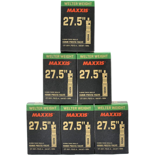 Maxxis Welter Weight 27.5 x 1.75-2.4 48mm Presta FV Bike Inner Tube, 6 Packs, STB2460-6