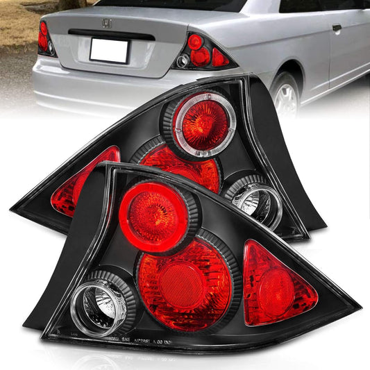 Amerilite 2 Door Tail Light Hello Black Honda Civic -the passenger seat and the driver's seat side